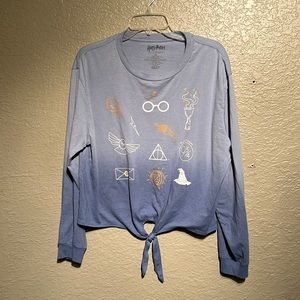 Harry Potter Tie Front Long Sleeve ombré blue